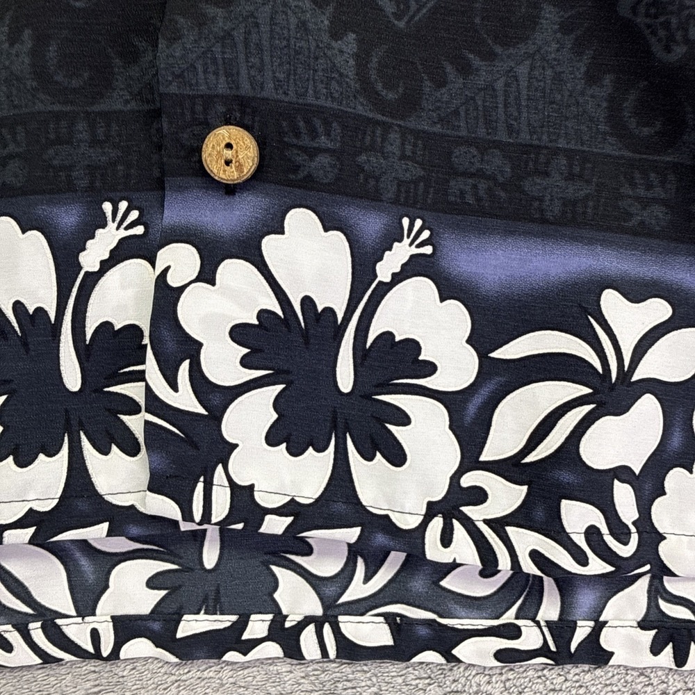 Kennington LTD California Shirt Mens Medium Black Floral Button-Up Hawaiian - Picture 2 of 9
